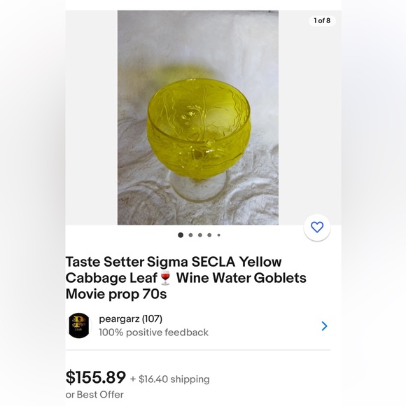 SECLA 3 Sigma Taste Setter Cabbage Wine /Water /Goblet Glasses - Picture 12 of 13